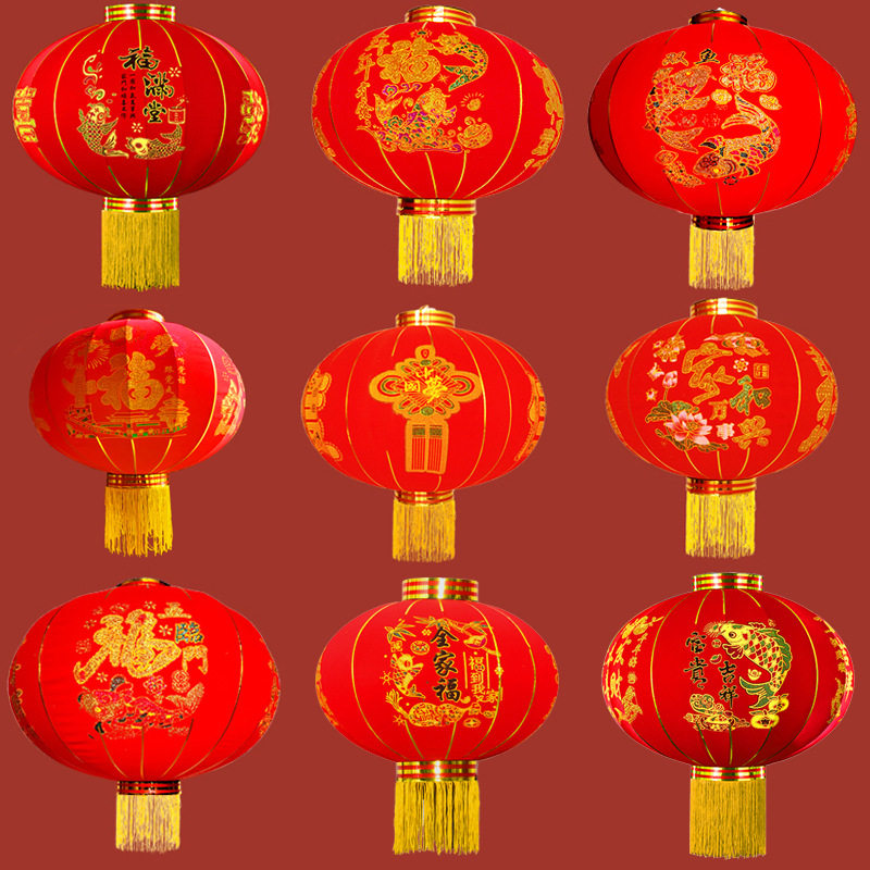 新年灯笼大门口一对蛇年灯笼春节挂饰植绒喜庆大红灯笼