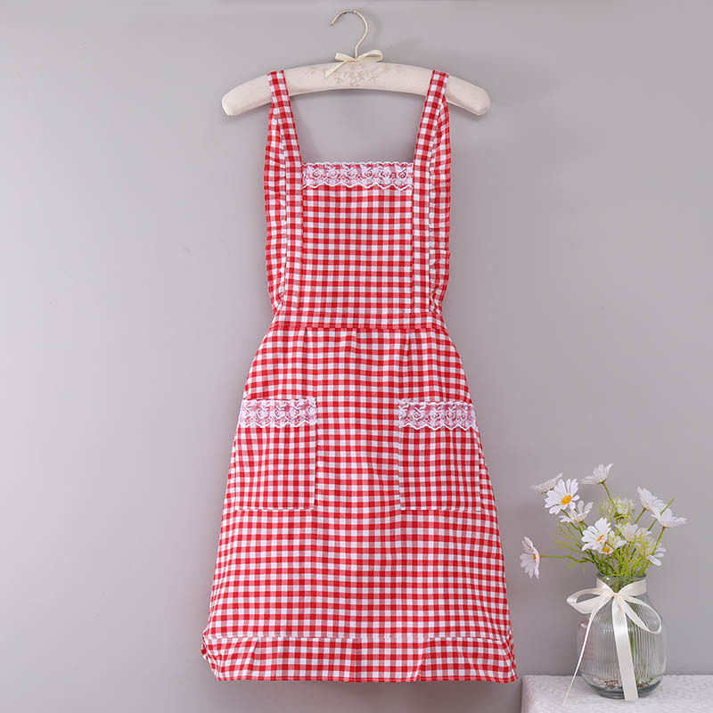 棉布围裙双层加厚公主家用厨房无袖防水围裙定印广告围裙