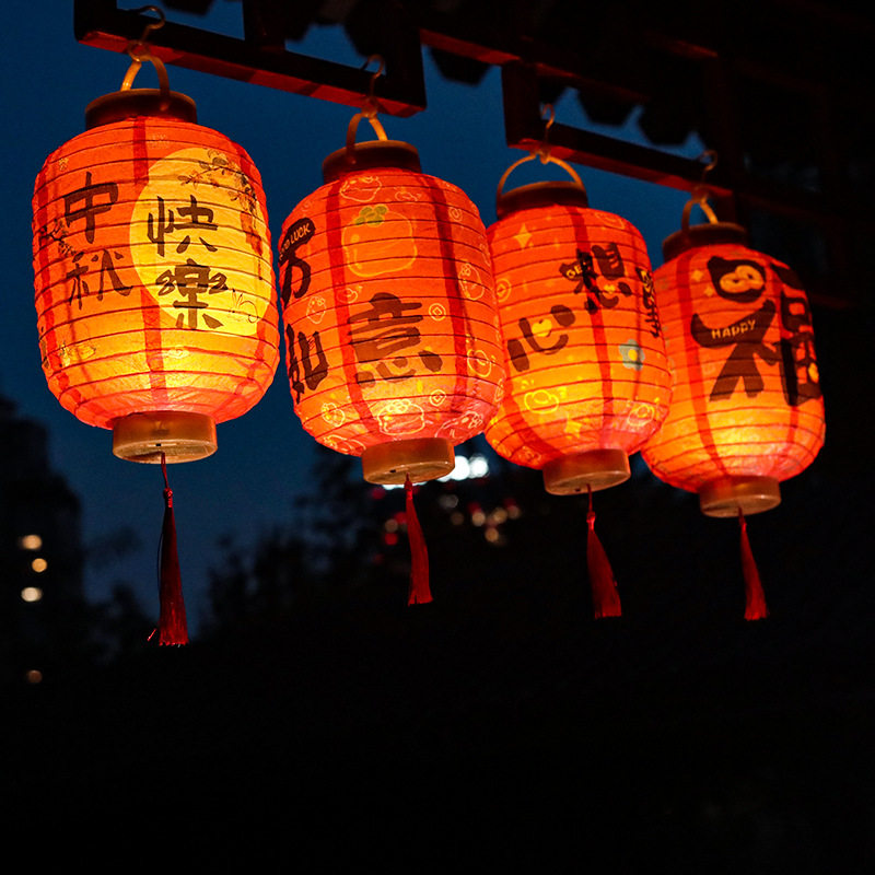 马年新年手提灯笼儿童发光古风油纸折叠灯笼装饰景区户外灯会布置