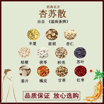 杏苏散半夏前胡杏仁桔梗茯苓枳壳苏叶姜片橘皮甘草大枣正品中药材