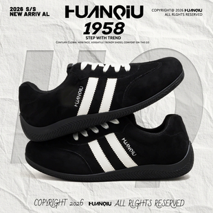 环球黑色增高男鞋2026新款今年流行爆款春季潮流百搭休闲德训鞋男