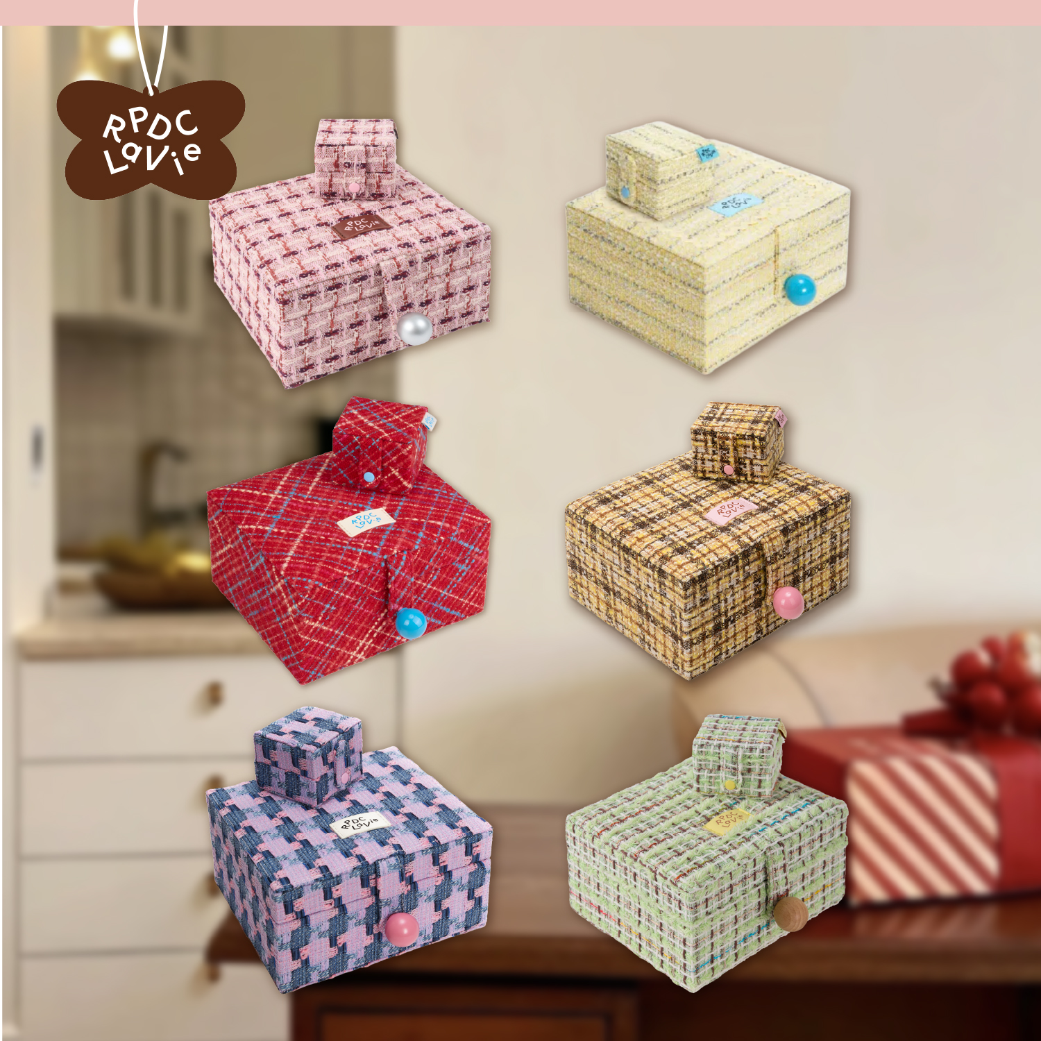 RPDCLaVie三层提花子母首饰盒