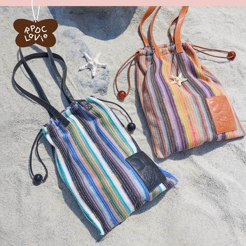 【孙乐言同款】RPDCLaVie「踩踩沙滩」网兜抽绳包单肩编织度假包