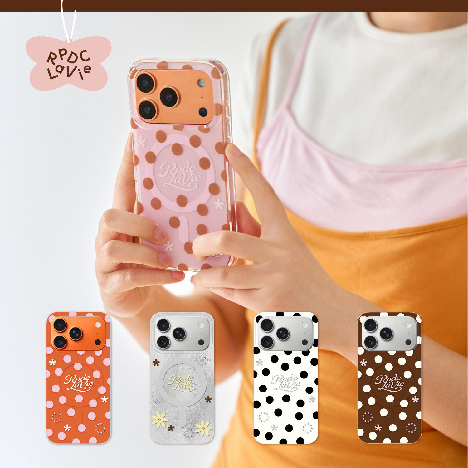 RPDCLaVie「泡泡糖」波点印花手机壳原创设计保护套可爱苹果手机壳15/16/17pro promax型号