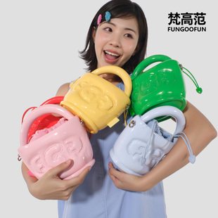 梵高范充气包手提抽绳小包包女式2025新款多巴胺迷你时髦斜跨包女