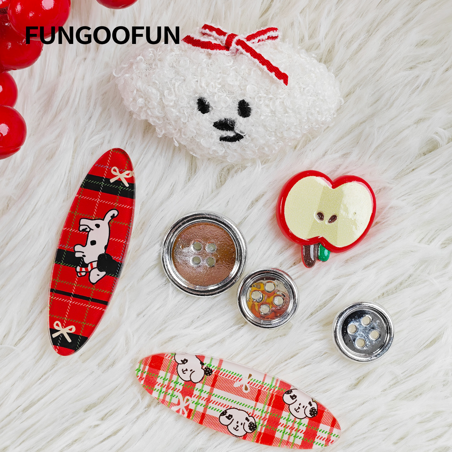 fungoofun梵高范包面配件包包扣花 苹果小狗