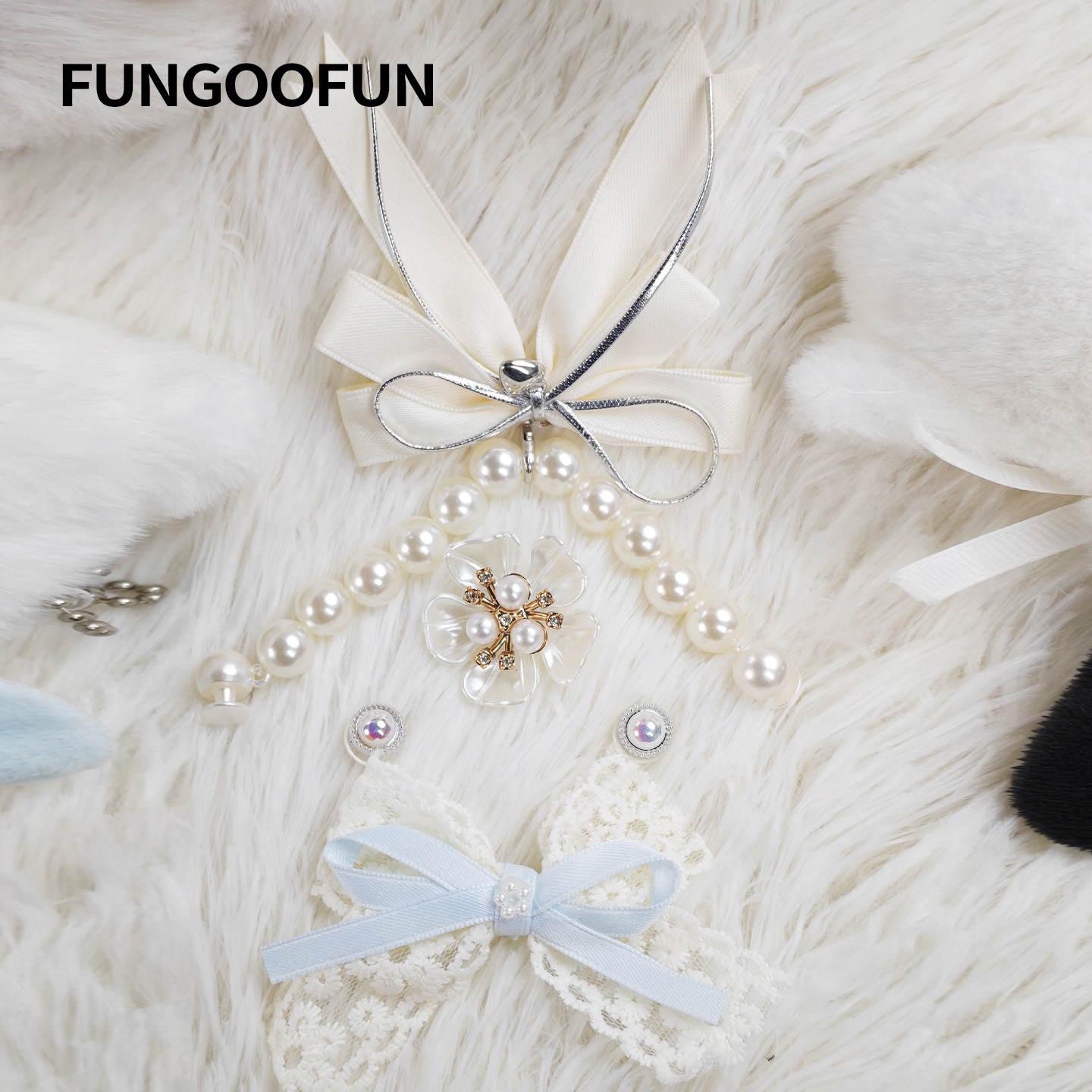 fungoofun/梵高范包面配件包包扣花  珍珠蝴蝶结