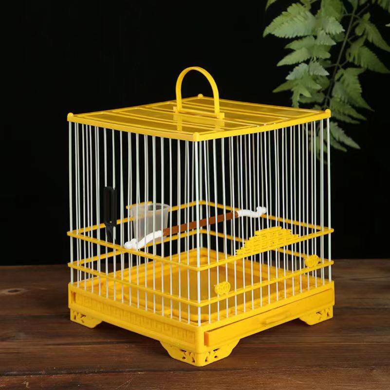 方形塑钢笼小鸟笼塑料笼绣眼麻料玉鸟笼包邮尺寸21.21.23公分