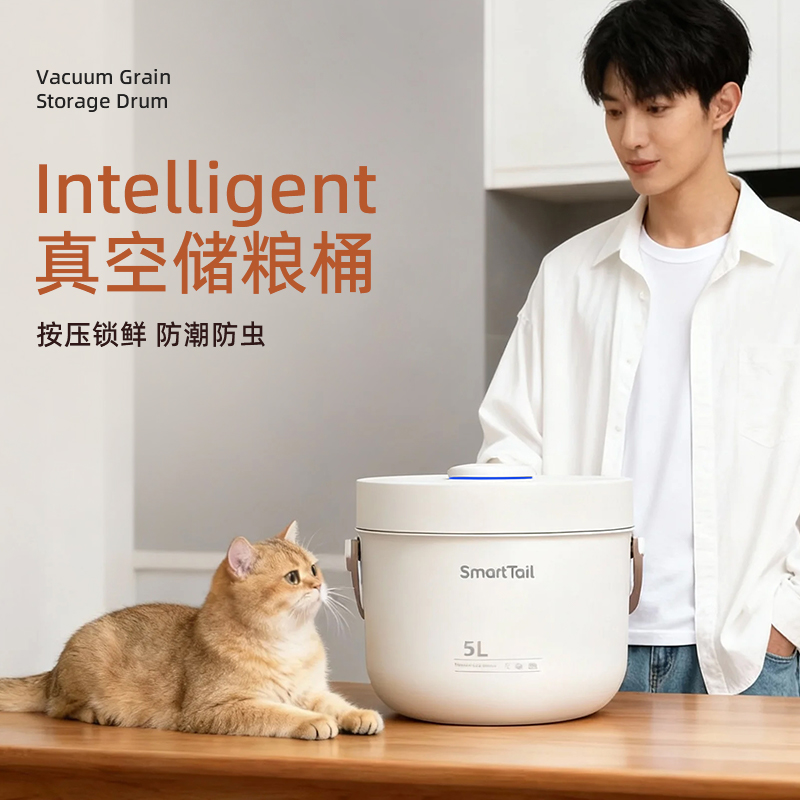 SmartTail智能无线真空储粮桶