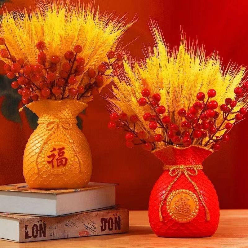 2024新年装饰摆件花春节场景布置过年家居客厅龙年桌面福桶树挂件