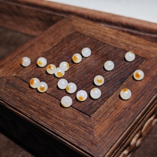 正宗新疆和田玉籽料6mm圆珠洒金红皮单珠散珠高档配珠颗颗带皮