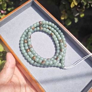 新品新疆和田玉籽料沙枣青蓝调7*8直切老型珠黄沁皮天然原色老熟