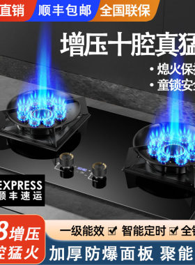 皇冠家用燃气灶双灶液化气台式嵌入式天然商用直喷猛火灶煤气炉灶