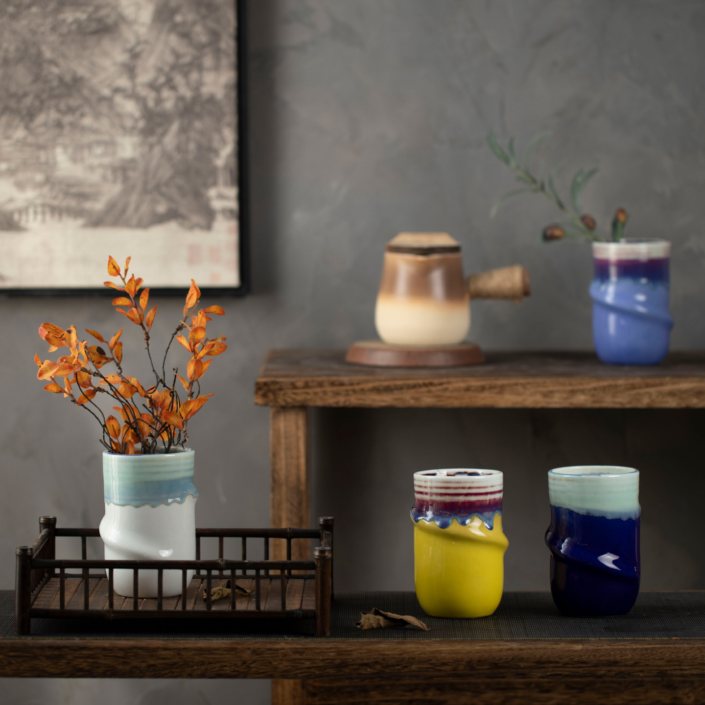 景德镇精致创意陶瓷花瓶现代简约笔筒小陶罐茶室插花装饰摆件手工,家居饰品,花瓶,淘宝优惠券,粉丝福利购,淘宝优惠卷