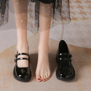 自然卷复古玛丽珍鞋双带百搭学院风单鞋高跟小皮鞋女官方旗舰店