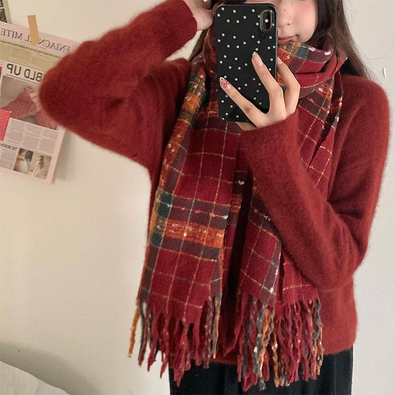 围巾浆果星星2026新款女冬保暖氛围感枫叶红格子围脖礼物居家日用,居家日用,居家日用套装,淘宝优惠券,粉丝福利购,淘宝优惠卷