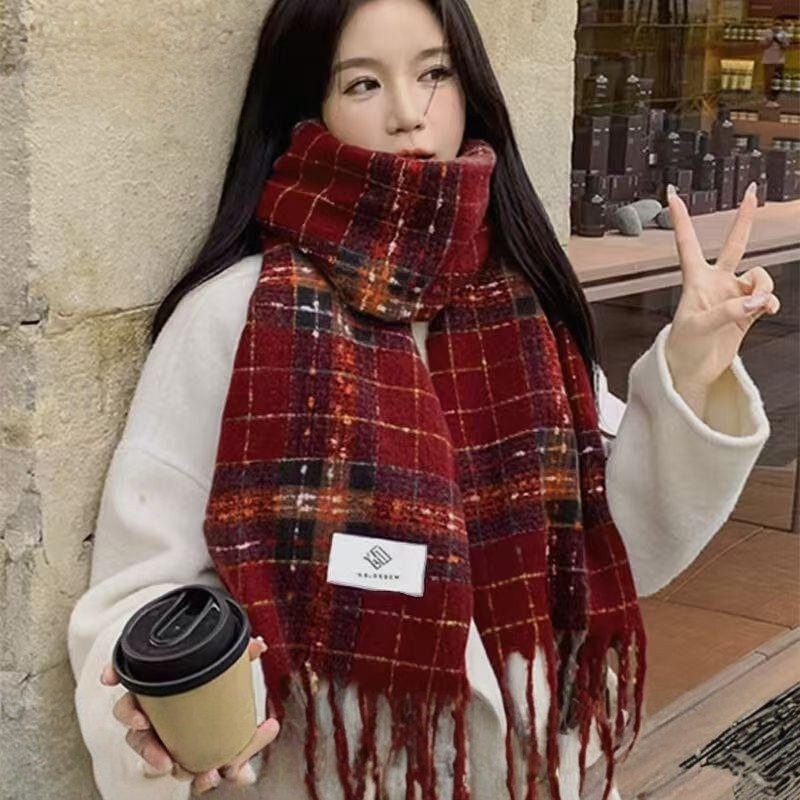 韩版格纹围巾女2026新款冬季披肩围脖过节氛围感百搭保暖居家日用,居家日用,居家日用套装,淘宝优惠券,粉丝福利购,淘宝优惠卷