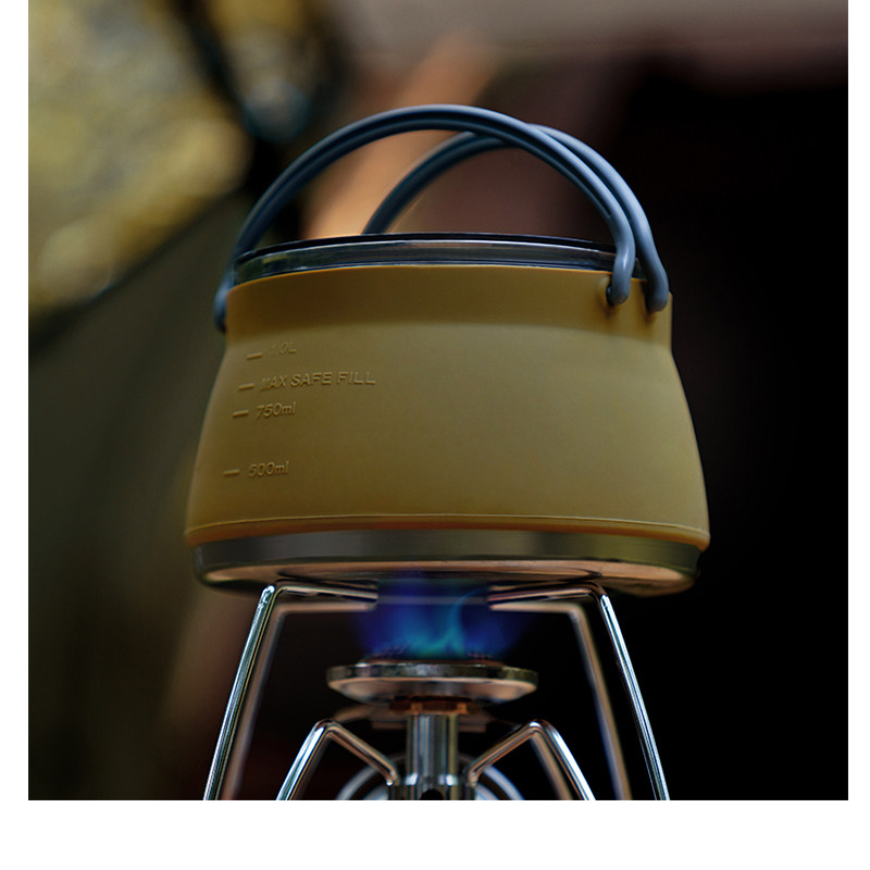 MSoutdoor硅胶折叠烧水壶便携式野外露营户外明火咖啡卡式炉炊具