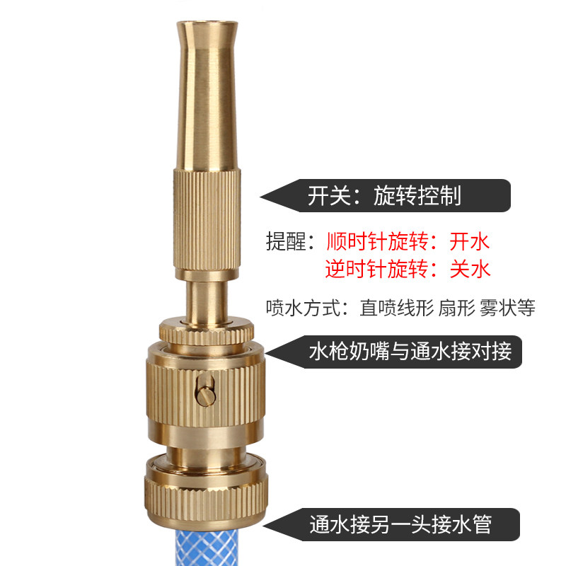 多功能3分4分5分6清洗水管汽车铜高压洗车水枪家用洗车刷车器喷头