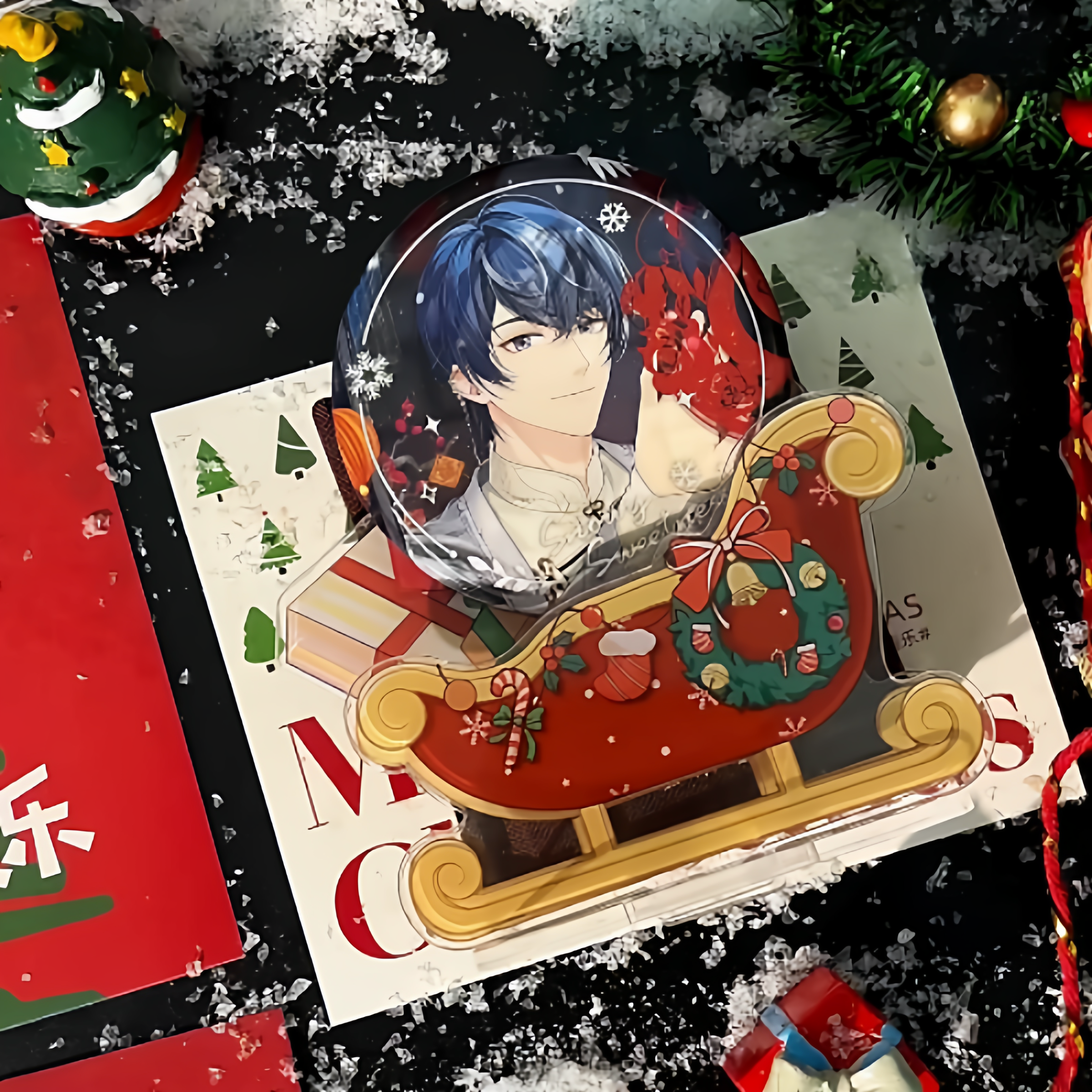 圣诞节谷美雪橇谷美吧唧展示架