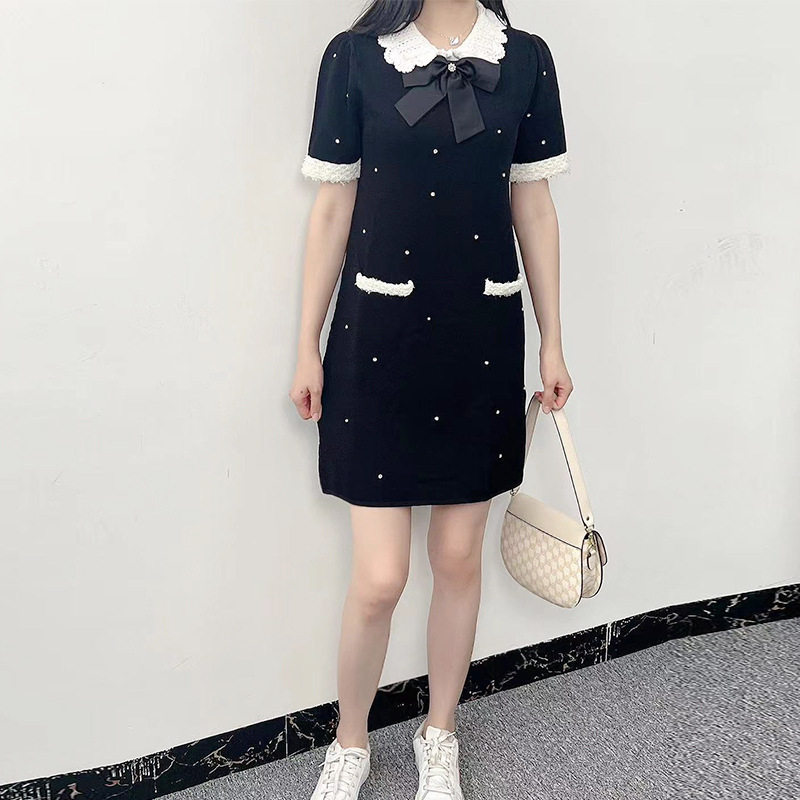 23夏季小香名媛风钻饰蝴蝶结娃连衣裙