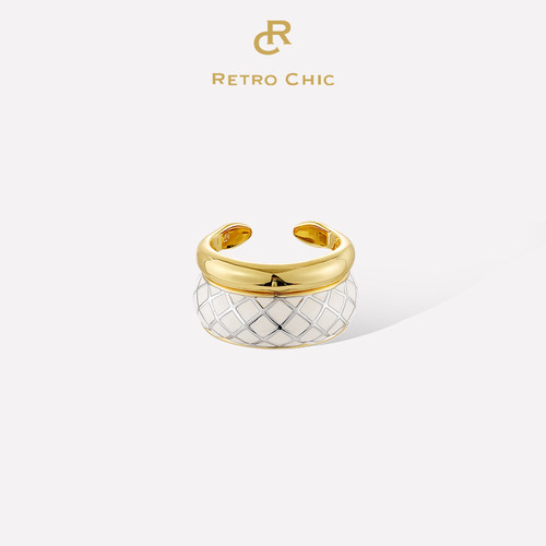 RetroChic白色圣蛇戒指