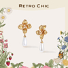 【佟丽娅同款】RC Retro Chic意大利复古首饰 金丝四瓣花贝珠耳环