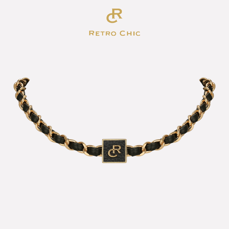 【女神礼物】RC Retro Chic意大利复古时尚首饰 RC字母皮革颈链
