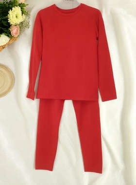 都市丽人正品JWH1A3儿童男女孩本命年新年正红色秋衣纯棉薄款套装