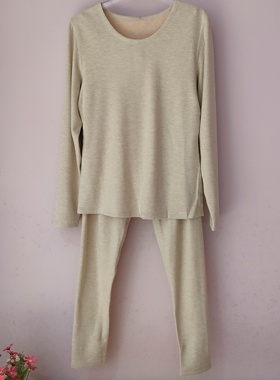 都市丽人秋衣秋裤轻羽绒贴身保暖锁温健康舒适圆领纯色套装LWT9A6