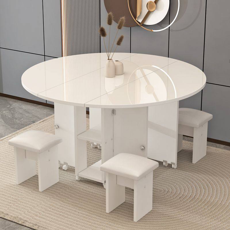 折叠餐桌可移动伸缩圆形家用折多功能椅组合吃饭小户型桌子大圆桌