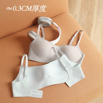 方领低胸内衣粉底液隐形无痕半杯文胸小胸聚拢低领口平口女夏薄款