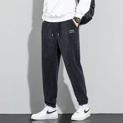 木火服装休闲裤垂感免烫长裤秋冬卫裤男士加绒加厚大码裤子春秋款