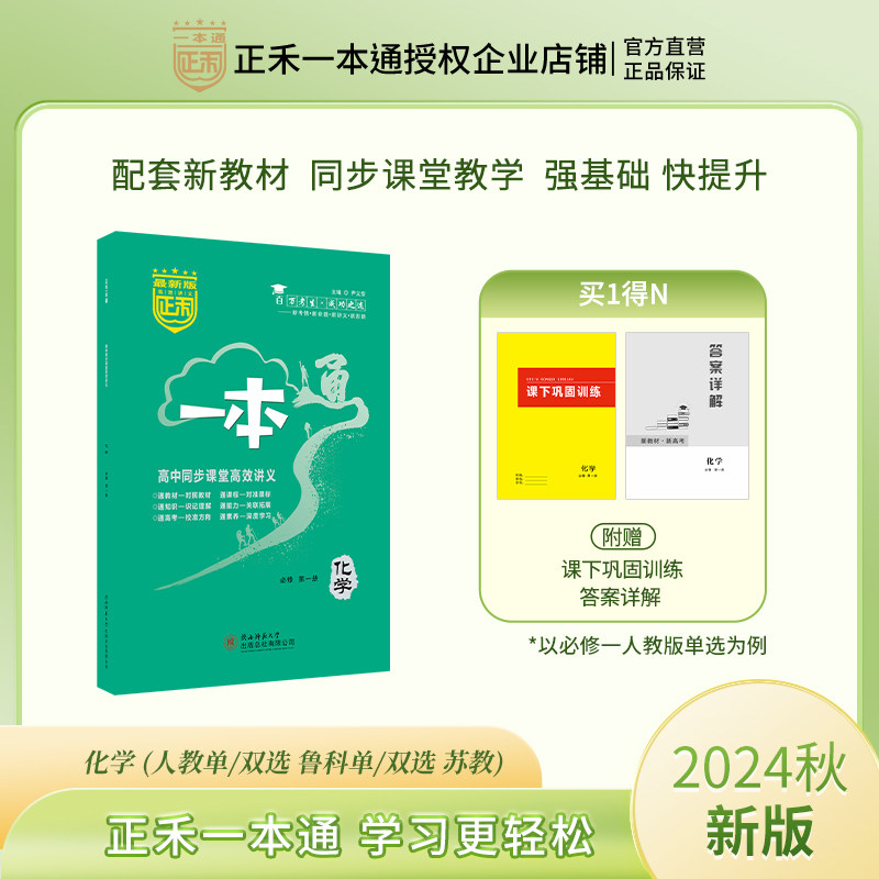 新版同步训练 正禾一本通高一课堂高效讲义强化训练 新教材 全套讲解 化学必修一人教版/鲁科版/苏教版