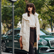 红馆|设计师款白鸭绒羽绒服女25冬季白色长款羽绒外套女加厚保暖