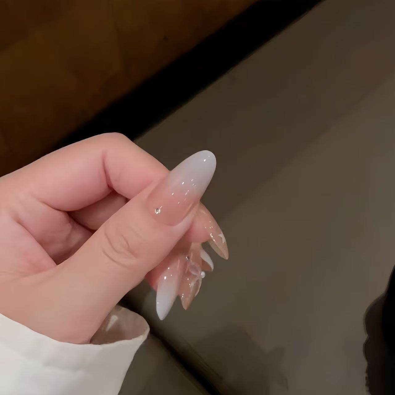 【海盐冰淇淋】纯手工法式温柔渐变穿戴甲美甲贴片显白高级假指甲