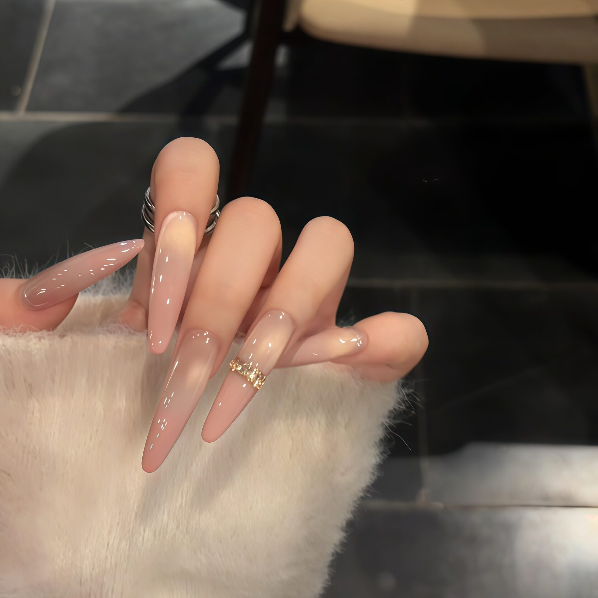 【泡芙小姐】裸色嬛嬛甄嬛甘露寺纯手工穿戴甲中长款美甲高级感