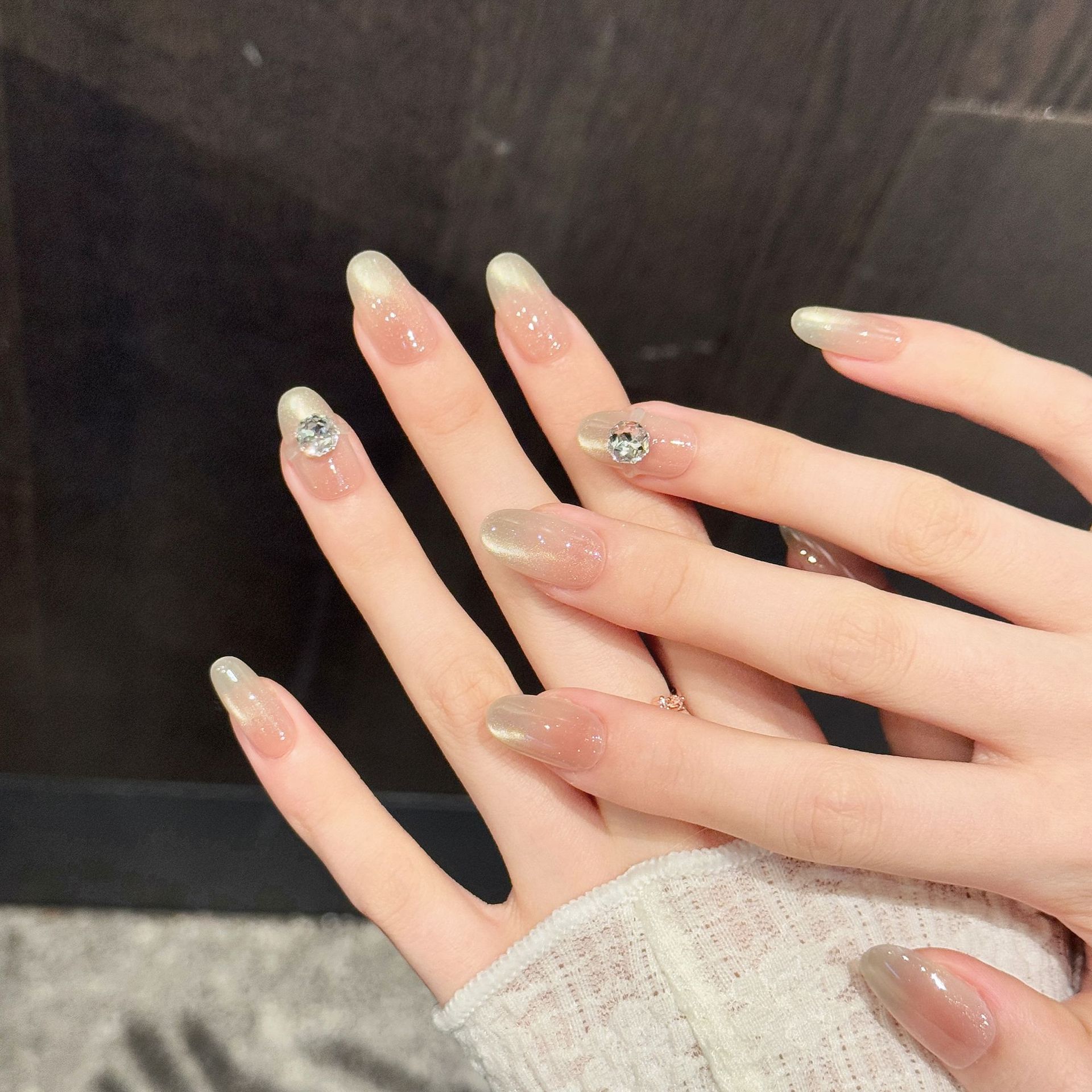 【克拉恋人】纯手工穿戴甲法式美甲贴片钻装饰显白可拆卸指甲片女