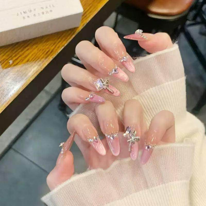 AHN【甜欲公主】手工穿戴甲 水晶蝴蝶猫眼显白假指甲贴片婚甲孕妇,彩妆/香水/美妆工具,穿戴甲/甲片,淘宝优惠券,粉丝福利购,淘宝优惠卷