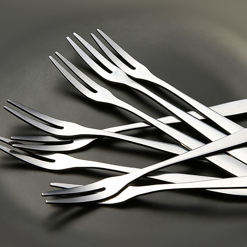 收纳盒蛋糕叉时尚水果刀套装二齿叉的不锈钢点心叉子甜品月饼叉子