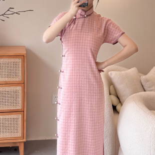 南舟记【苏梅】春夏新款棉绸全开襟无省曳地少女气质日常古法旗袍