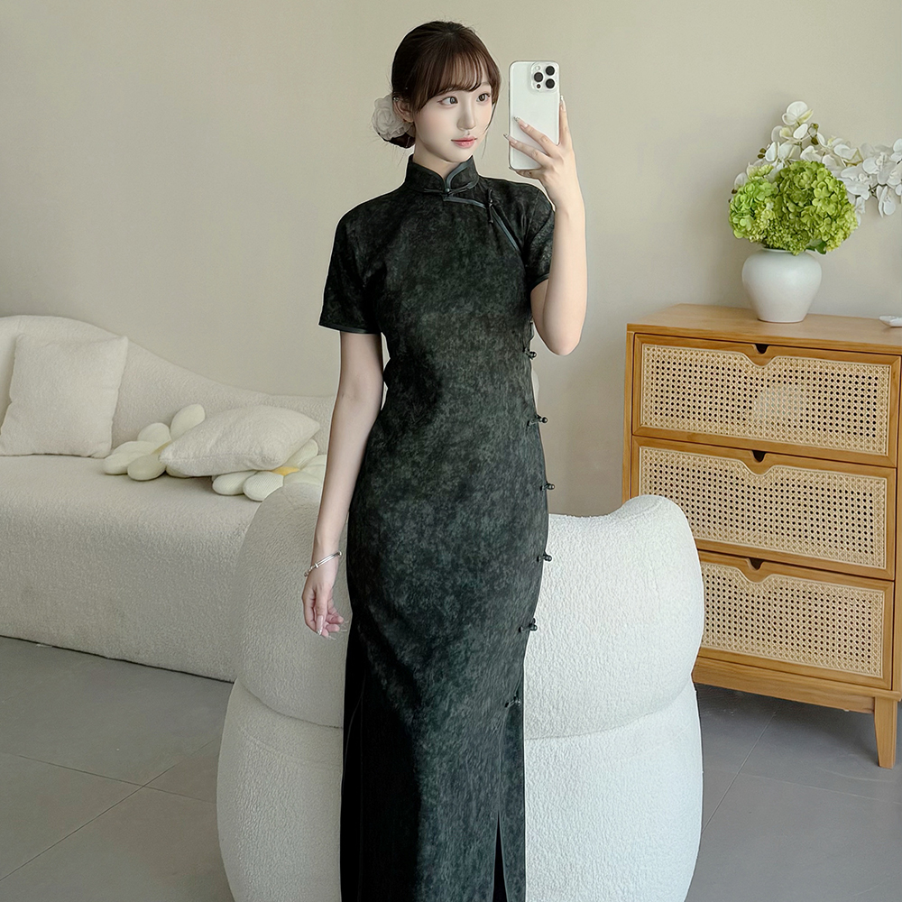 南舟记【见鹿】春秋全开襟无省曳地少女日常修身气质民国古法旗袍