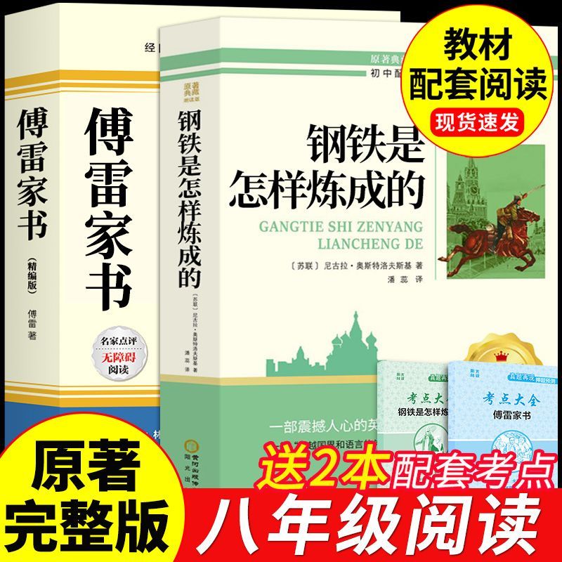 初中生八年级阅读书籍初二名著八年级推荐2册 傅雷家书和钢铁是怎样炼成的原著正版初二课外书初中课外阅读书目非人民教育出版社YS