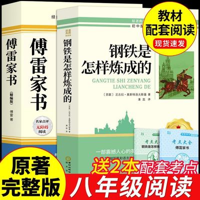 初中生八年级阅读书籍初二名著八年级推荐2册 傅雷家书和钢铁是怎样炼成的原著正版初二课外书初中课外阅读书目非人民教育出版社YS