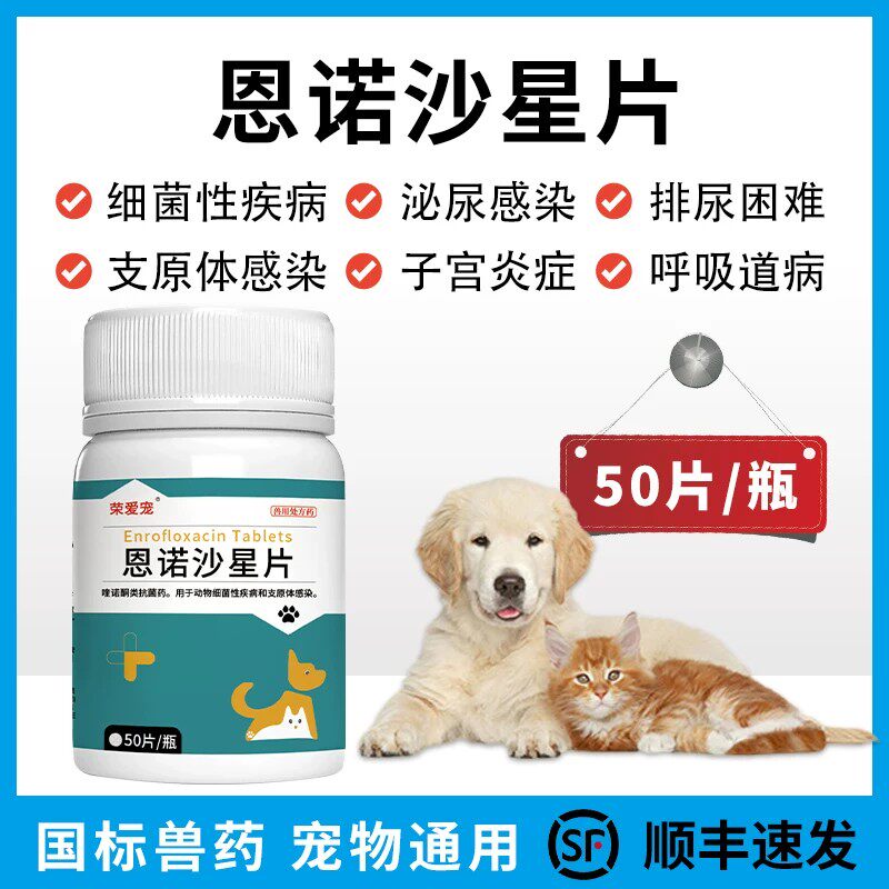 宠物用恩诺沙星片狗狗猫咪尿路感染尿道炎流脓尿血利尿通子宫蓄脓