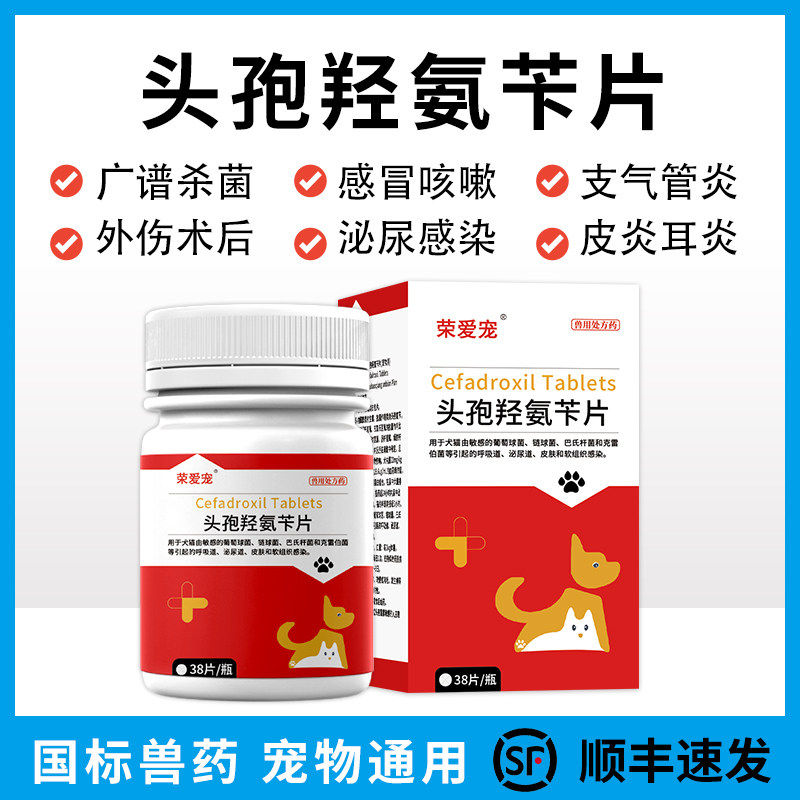 荣爱宠头孢羟氨苄片宠物狗狗猫咪犬用伤口消炎感冒药尿路感染尿血