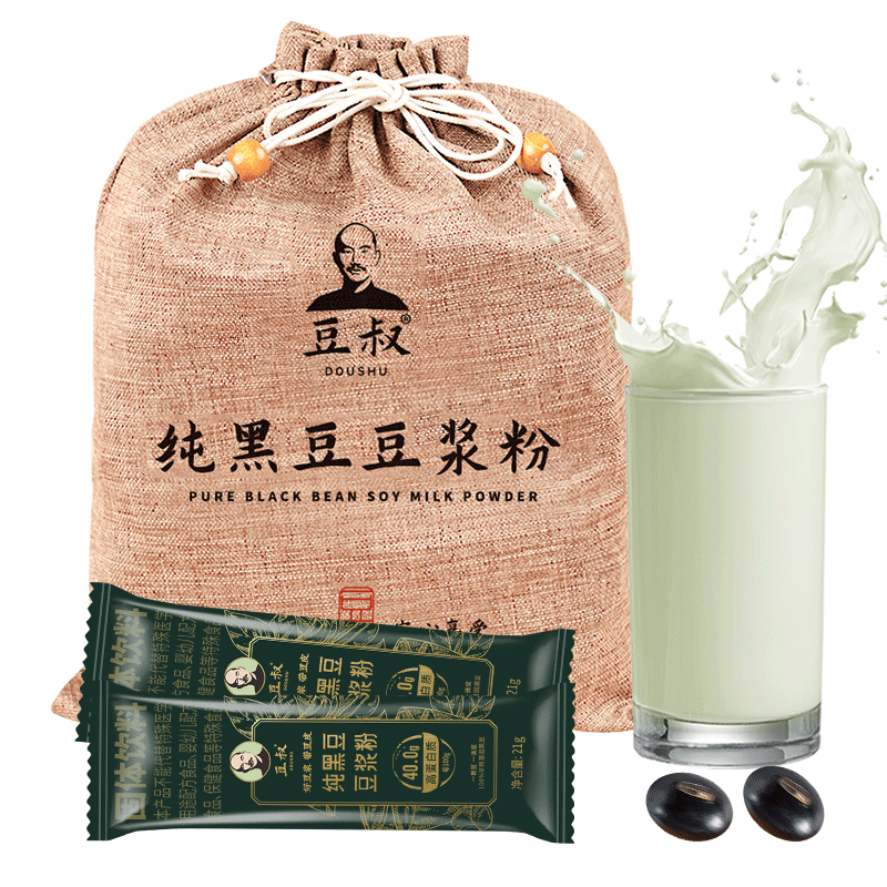 豆叔原味纯豆浆粉独立小包装富含40%高蛋白黑豆豆浆粉官方旗舰店