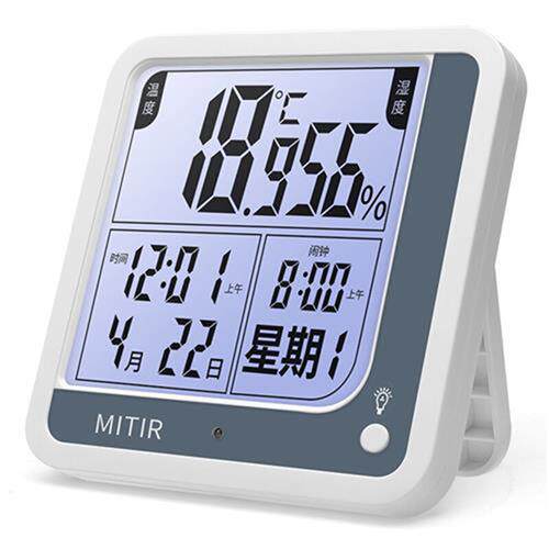 米特尔(MITIR)温度计室内干温湿度计闹钟日期家用背光台式室温怎么看?