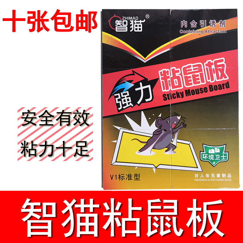 智猫粘鼠板40g胶老鼠板捕鼠器引诱10张装包邮