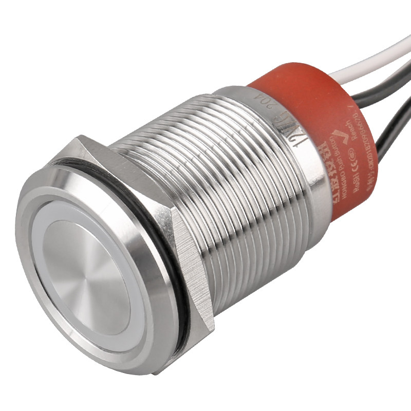 精选22mm红波金属按钮开关10A大电流功率防水自锁自复两常开电源1